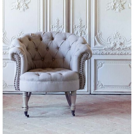 Fotel w Stylu Prowansalskim Pikowany Blanc Mariclò B