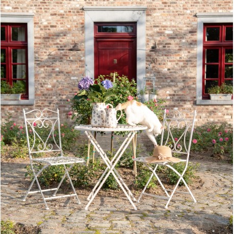 Meble Ogrodowe Prowanalskie Stolik z Krzesłami 7 Clayre & Eef