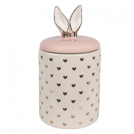 Ceramiczny Pojemnik w Serduszka z Uszami A Clayre & Eef