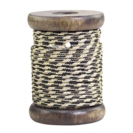 Drewniana Szpula ze Złoto-Czarnym Sznurkiem i Szpilką Chic Antique