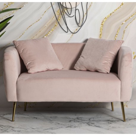 Sofa Glamour Różowa Welurowa Bucarest Mauro Ferretti