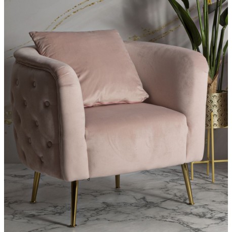 Fotel Glamour Różowy Welurowy Bucarest Mauro Ferretti