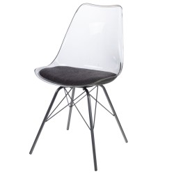Przezroczyste Krzesło Skandynawskie Retro Szare