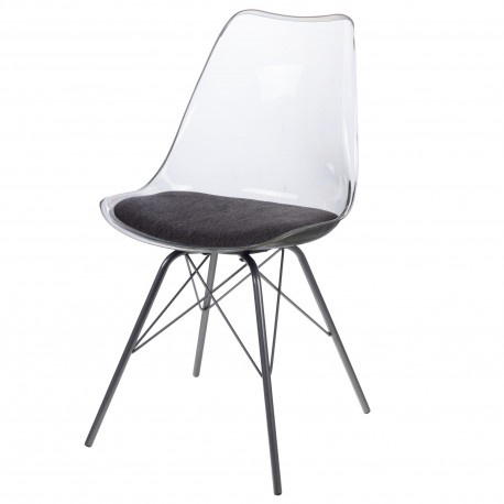 Przezroczyste Krzesło Skandynawskie Retro Szare
