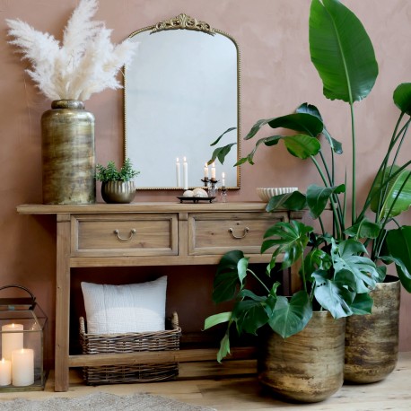 Konsola Chic Antique z Drewna z Recycligu Długa Brązowa