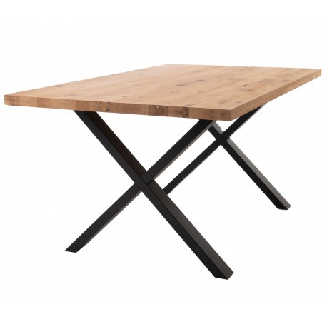 Stół Industrialny z Dębowym Blatem 200 cm D