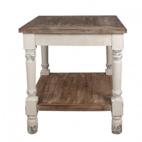 Stół w Stylu Prowansalskim z Półką Kremowy E Clayre & Eef