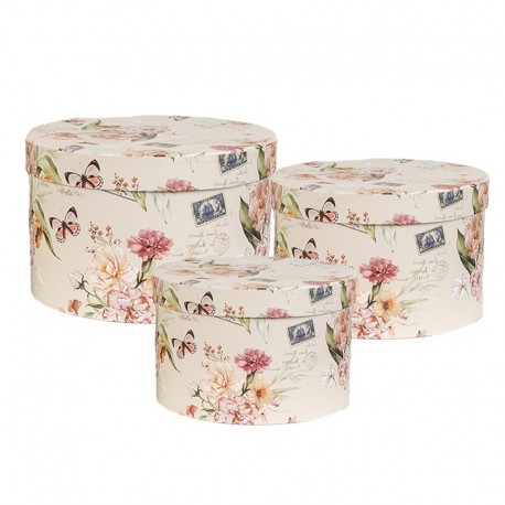 Okrągłe Pojemniki Tekturowe Prowansalskie 3 szt. B Clayre & Eef