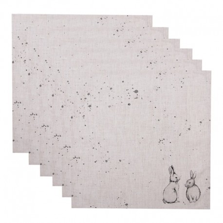 Serwety Stołowe Bawełniane w Zajączki 6 szt. Clayre & Eef