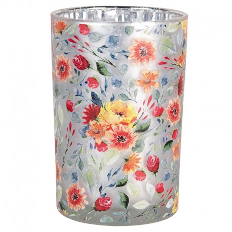 Szklany Lampion Na Tealight w Kwiaty B Clayre & Eef