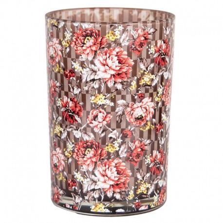 Szklany Lampion Na Tealight w Kwiaty D Clayre & Eef