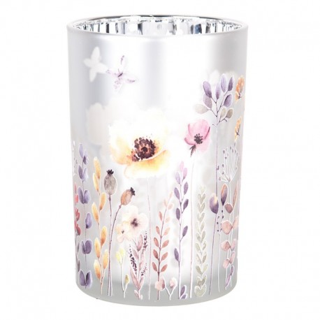 Szklany Lampion Na Tealight w Kwiaty G Clayre & Eef