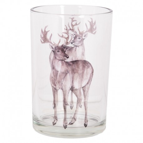 Szklany Lampion Na Tealight w Jelenie A Clayre & Eef