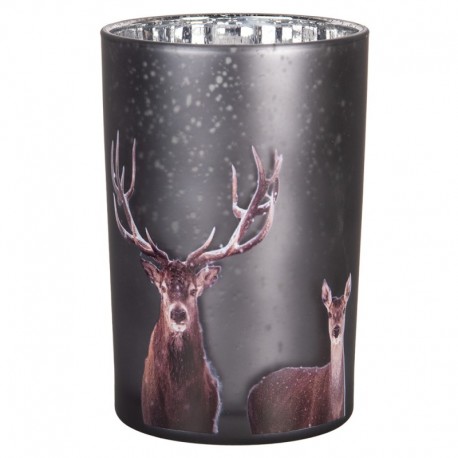 Szklany Lampion Na Tealight w Jelenie B Clayre & Eef