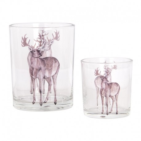 Szklane Lampiony Na Tealight w Jelenie A 2 szt. Clayre & Eef