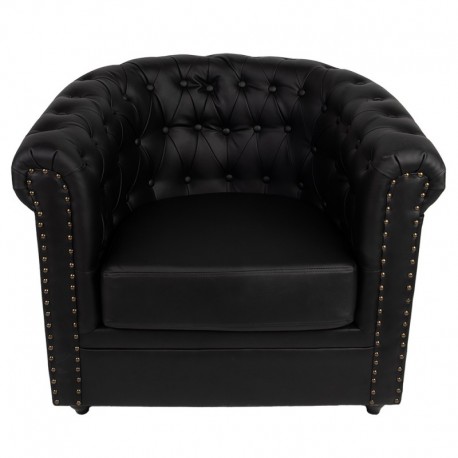 Fotel Pikowany z Ekoskóry Czarny Clayre & Eef