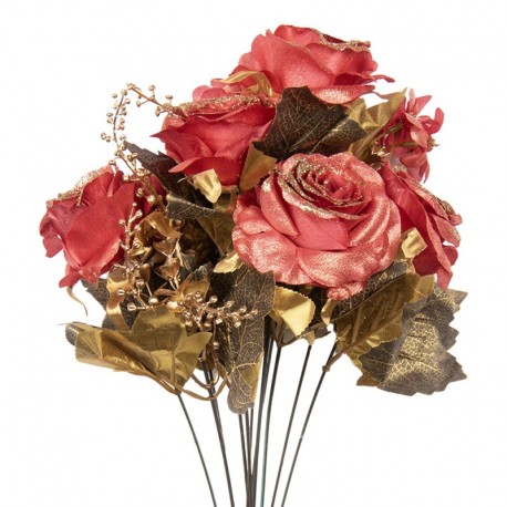 Sztuczne Kwiaty Czerwono-Złote 50 cm Clayre & Eef