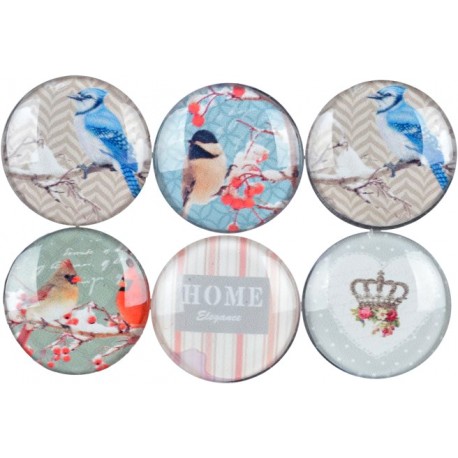 Magnesy Na Lodówkę Prowansalskie z Ptaszkami 6szt.