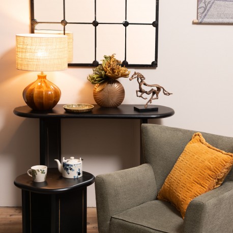 Konsola Japandi z Drewna Mango Czarna