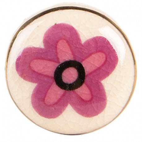 Ceramiczna Gałka Meblowa z Kwiatkiem A Clayre & Eef