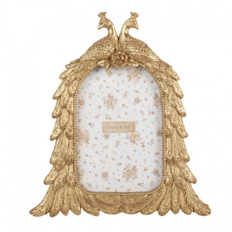 Złota Ramka Na Zdjęcie z Pawiami A Clayre & Eef