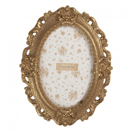 Owalna Złota Ramka Na Zdjęcie Clayre & Eef
