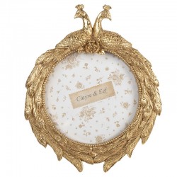 Złota Ramka Na Zdjęcie z Pawiami B Clayre & Eef
