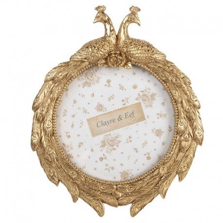 Złota Ramka Na Zdjęcie z Pawiami B Clayre & Eef