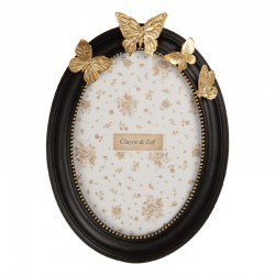 Owalna Czarna Ramka na Zdjęcia z Motylami B Clayre & Eef