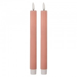 Świece Stołowe LED Różowe z Wosku 2 szt. Clayre & Eef