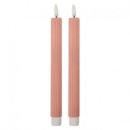 Świece Stołowe LED Różowe z Wosku 2 szt. Clayre & Eef