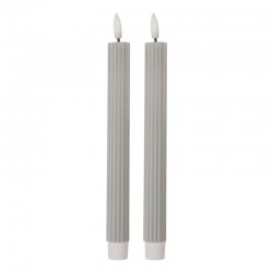 Świece Stołowe LED Szare z Wosku 2 szt. Clayre & Eef