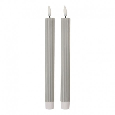 Świece Stołowe LED Szare z Wosku 2 szt. Clayre & Eef