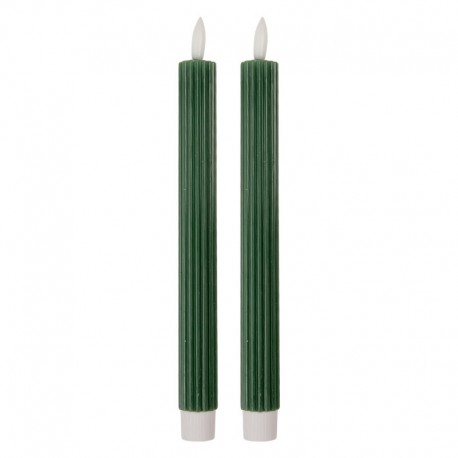 Świece Stołowe LED Ciemnozielone z Wosku 2 szt. Clayre & Eef