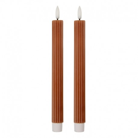 Świece Stołowe LED Brązowe z Wosku 2 szt. Clayre & Eef