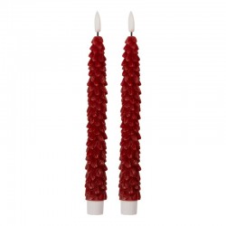 Świece Stołowe LED Choinki Czerwone 2 szt. Clayre & Eef