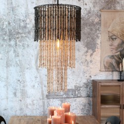 Żyrandol z Drewnianymi Koralikami Chic Antique