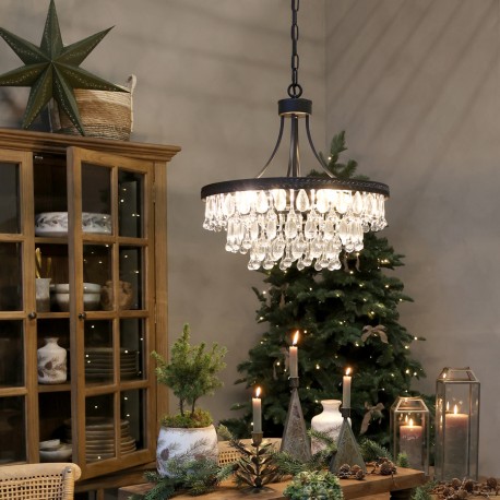 Żyrandol z Kryształkami Szklanymi Chic Antique C