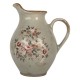 Ceramiczny Dzbanek Ozdobny Szary w Kwiaty A Clayre & Eef
