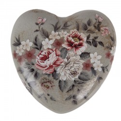 Ceramiczne Serce Szare w Kwiaty B Clayre & Eef