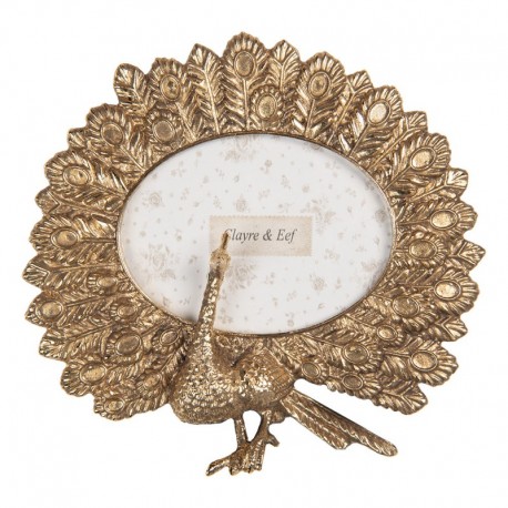 Złota Ramka Na Zdjęcia z Pawiem C Clayre & Eef