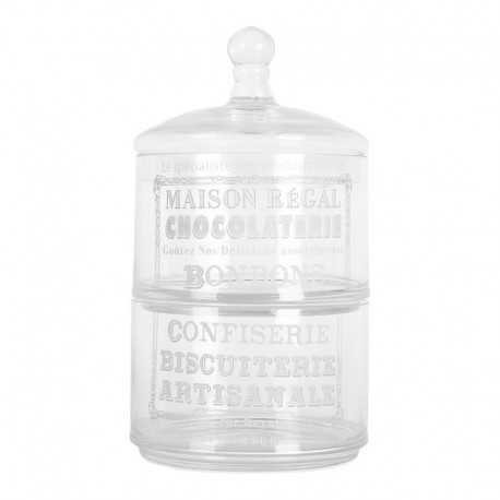 Ozdobny Słoik Podwójny z Francuskimi Napisami Clayre & Eef