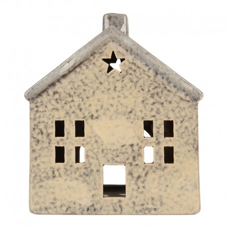 Ceramiczny Domek Na Tealight z Gwiazdką A Clayre & Eef