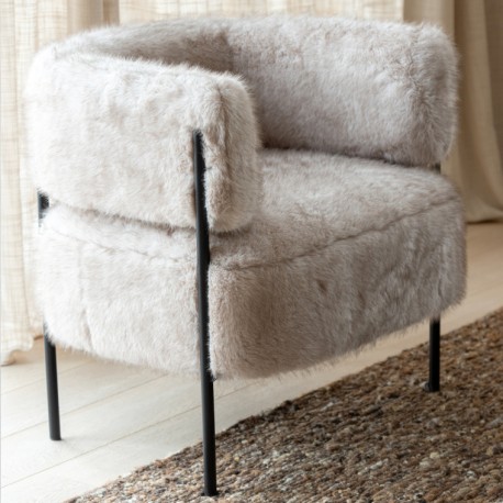 Fotel Futrzany Brązowy J-Line