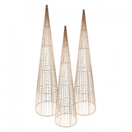Złote Choinki LED 3 szt. A Clayre & Eef