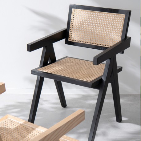 Krzesło Boho Czarne Grid Ash J-Line