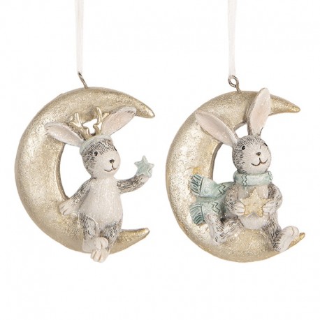 Zawieszki Choinkowe Zajączki 2 szt. Clayre & Eef