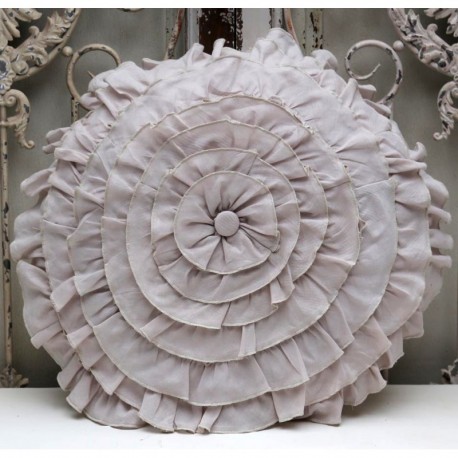 Okrągła Poduszka Chic Antique z Falbankami Pudrowa