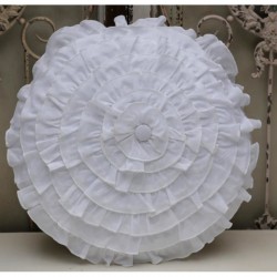 Okrągła Poduszka Chic Antique z Falbankami Biała