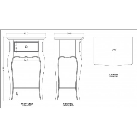 Stolik Nocny w Stylu Prowansalskim Beżowoszary Perri
